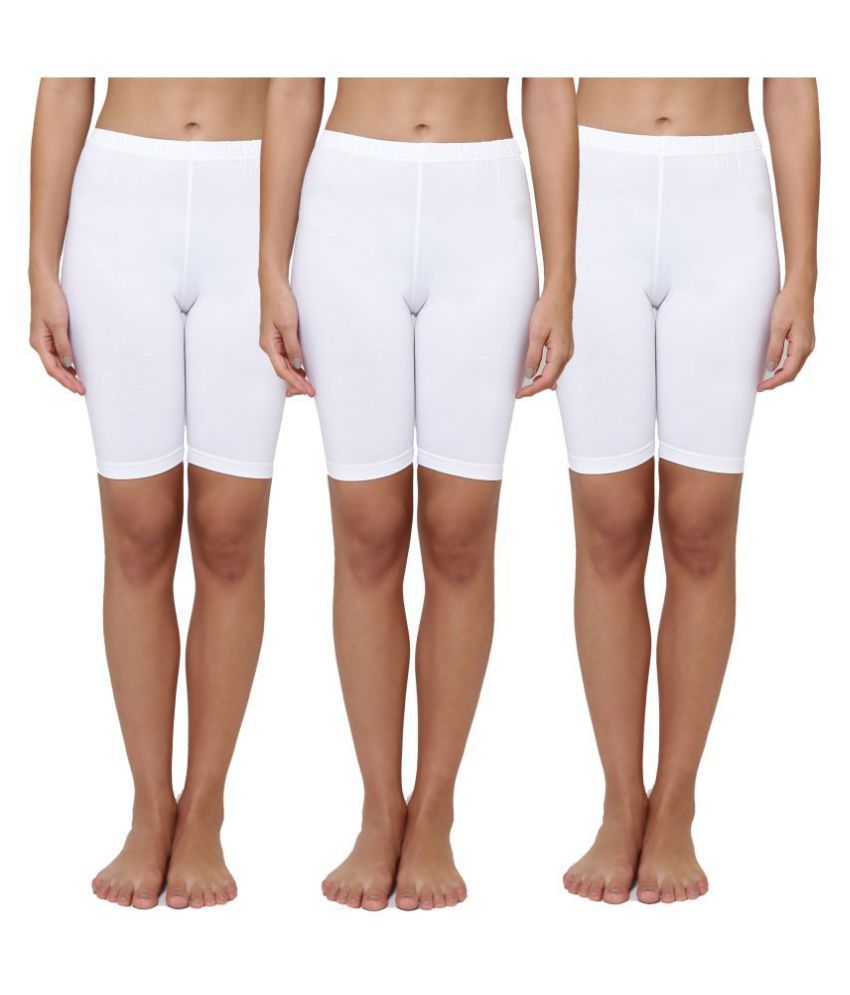     			Leading Lady Pack of 3 Cotton Women's Boy Shorts ( White )