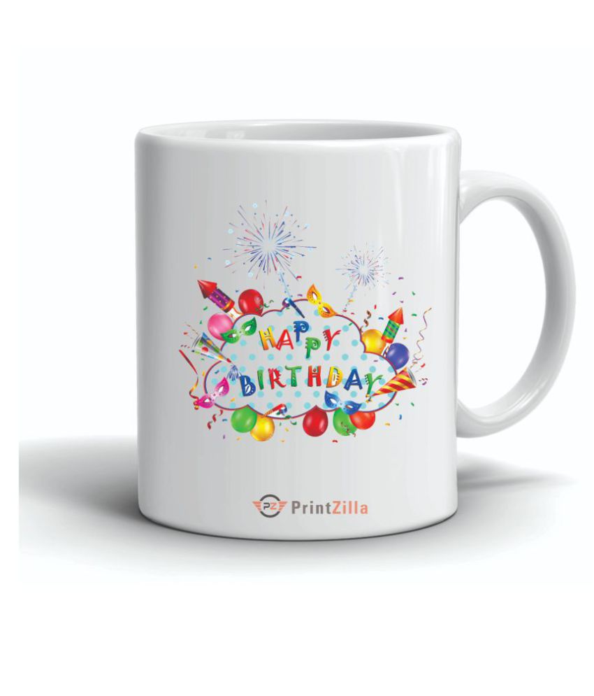 PRINTZILLA Happy Birthday Ceramic Coffee Mug 1 Pcs 325 mL