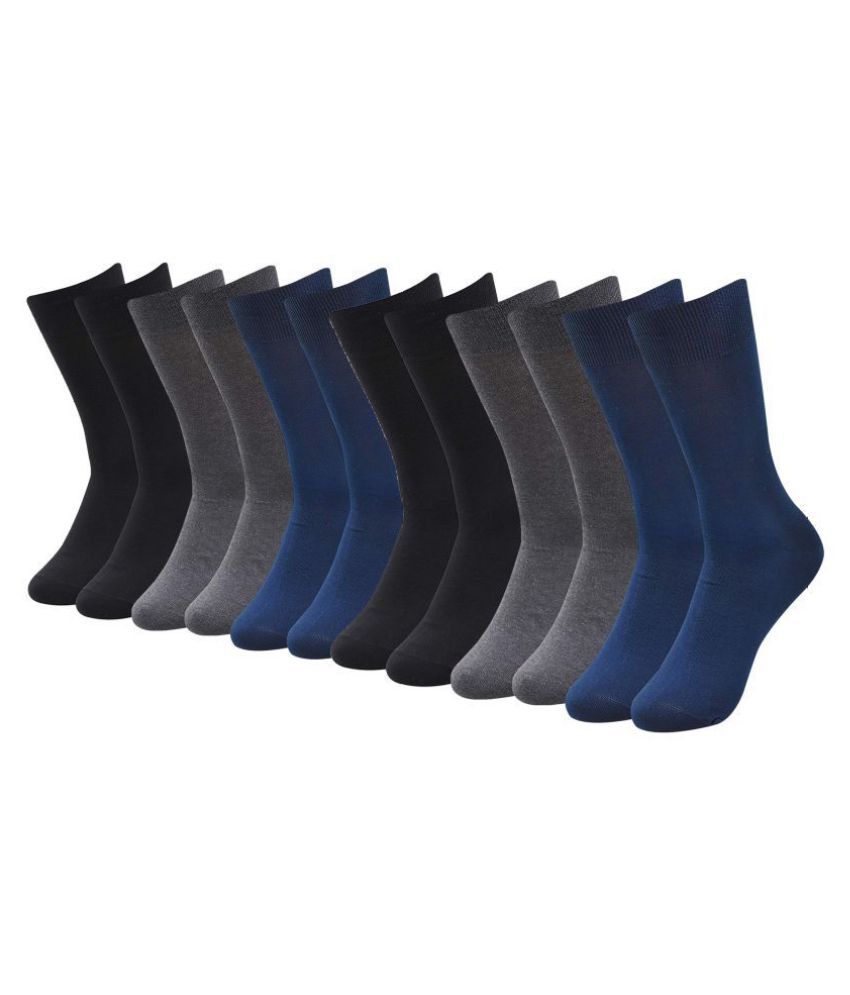 MOZZART Men #039;s Cotton Solid Crew Socks/ Business amp; Formal socks Pack of 6 Multicoloured Free Size