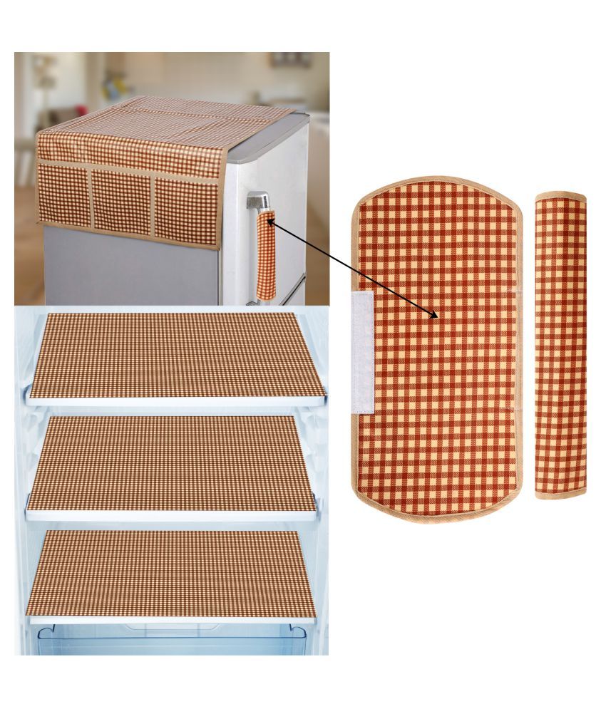     			E-Retailer Set of 6 PVC Brown Fridge Top Cover