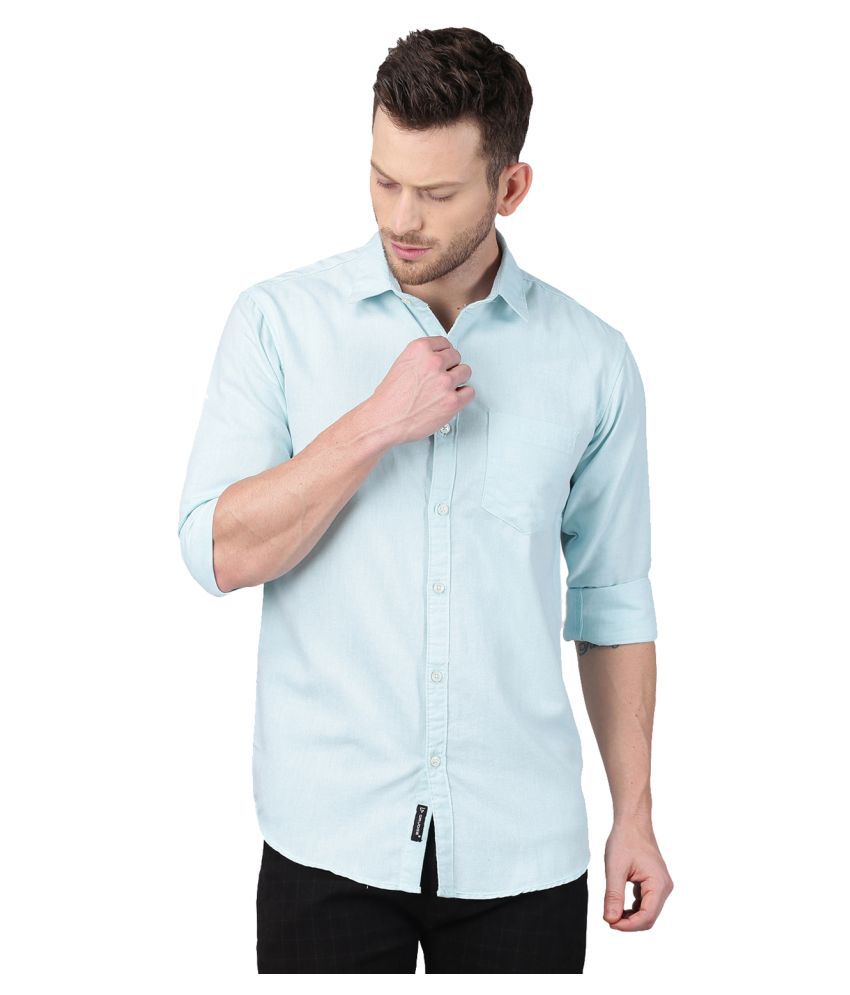 GRUDGE CLOTHING 100 Percent Cotton Blue Shirt - Buy GRUDGE CLOTHING 100 ...