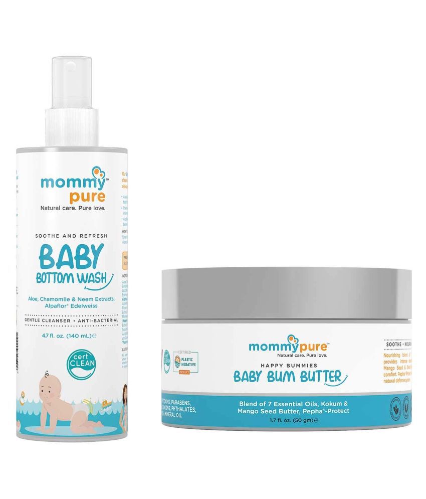 MommyPure Soothe & Refresh Bottom Wash 140ml & MommyPure Happy Bummies Baby Bum Butter 50gm