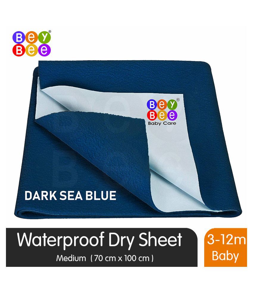 BeyBee Dry Sheet (Medium (100cm X 70cm), Dark Sea Blue)