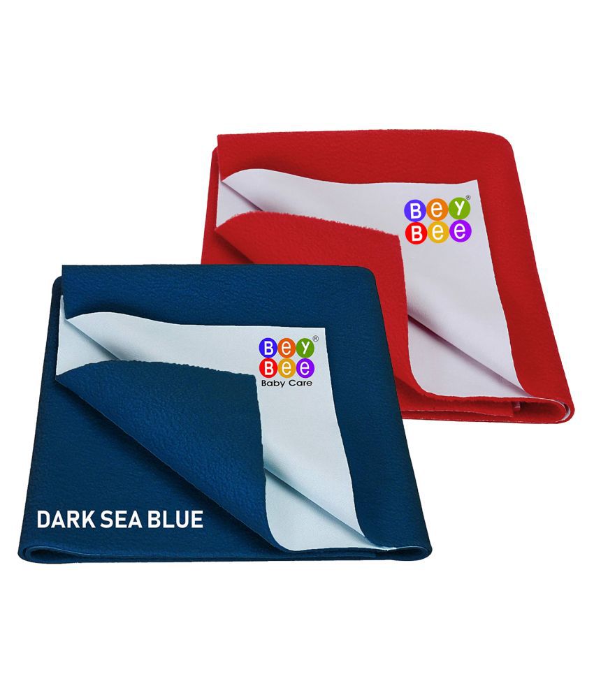 BeyBee Dry Sheet Bed Protector Baby Mats Waterproof Sheet for New Born Babies Small, Dark Sea Blue/Red