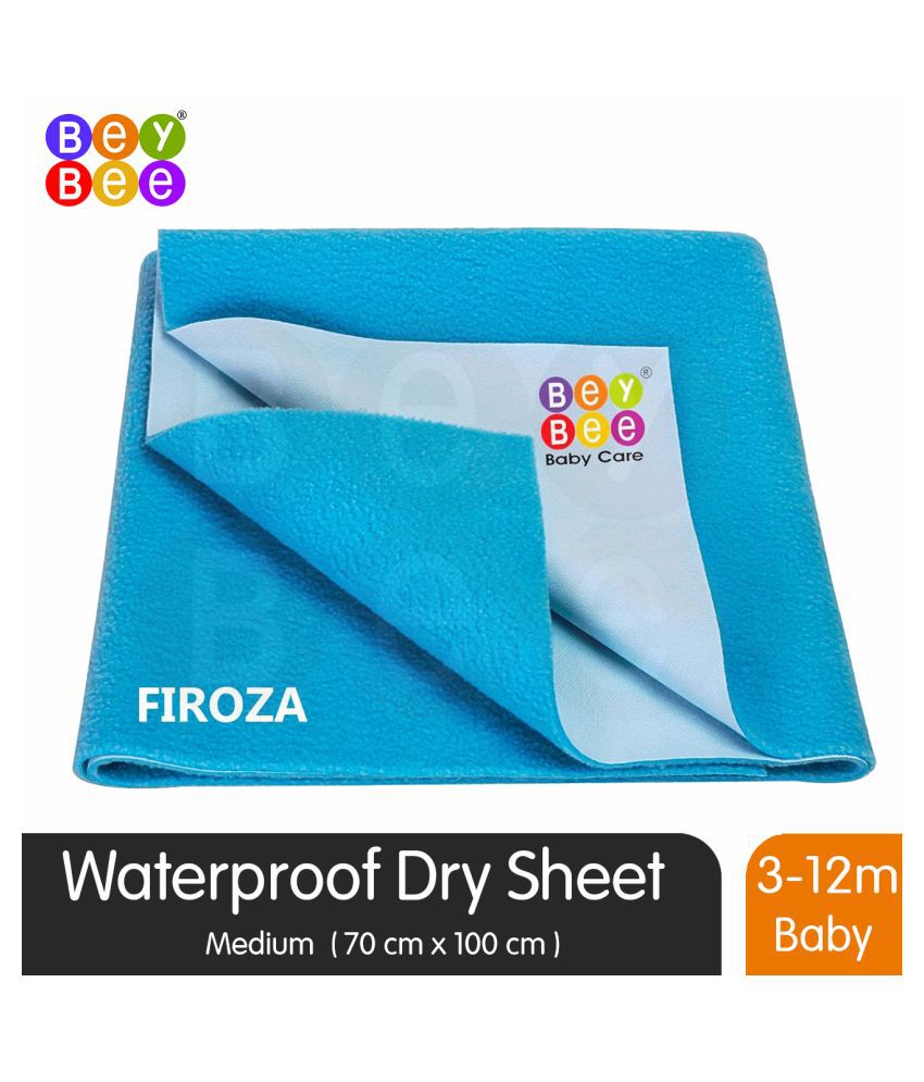     			Bey Bee Quick Dry Baby Bed Protector Waterproof Sheet (Medium (100cm X 70cm), Firoza)