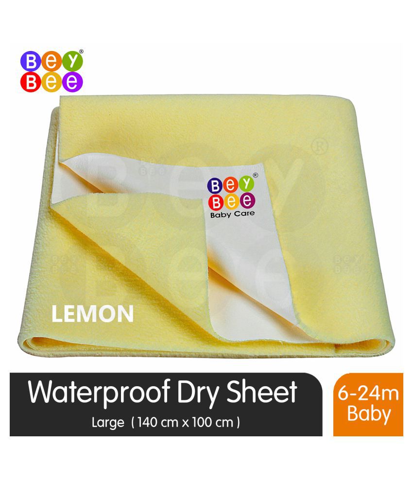 Bey Bee Quick Dry Baby Bed Protector Waterproof Sheet (Large, Yellow)