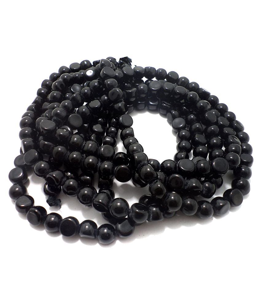 Beadsnfashion Glass Half Round Beads Black for DIY Jewellery Making ...