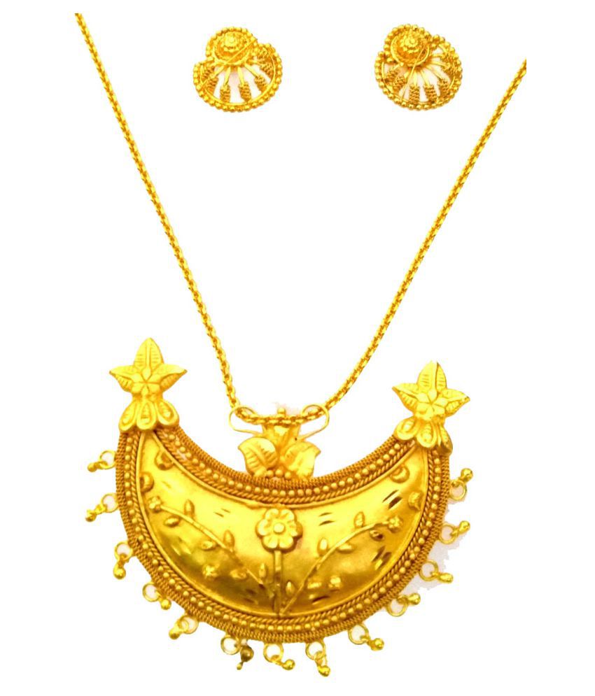 Eureka Golden Colour Half Moon Style Pendent Set For women And Girls ...