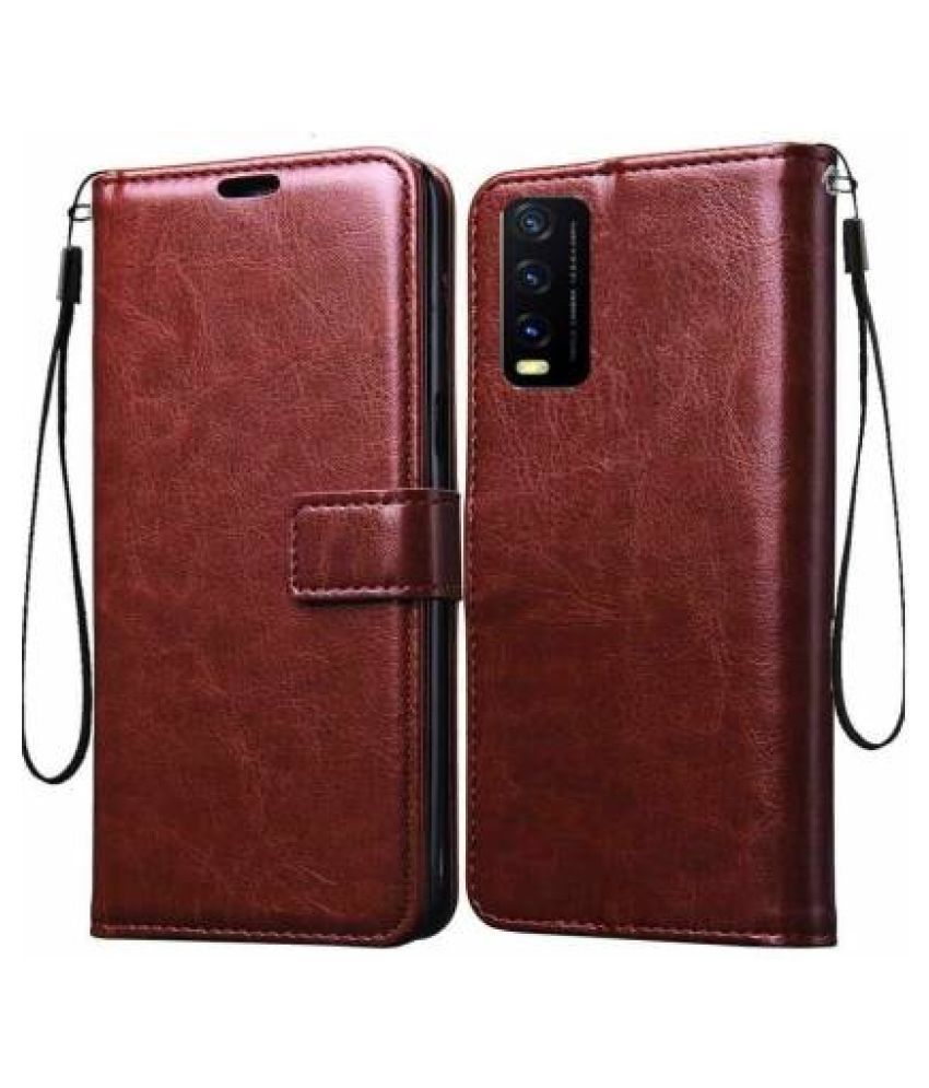     			Vivo Y20i Flip Cover by NBOX - Brown Viewing Stand and pocket