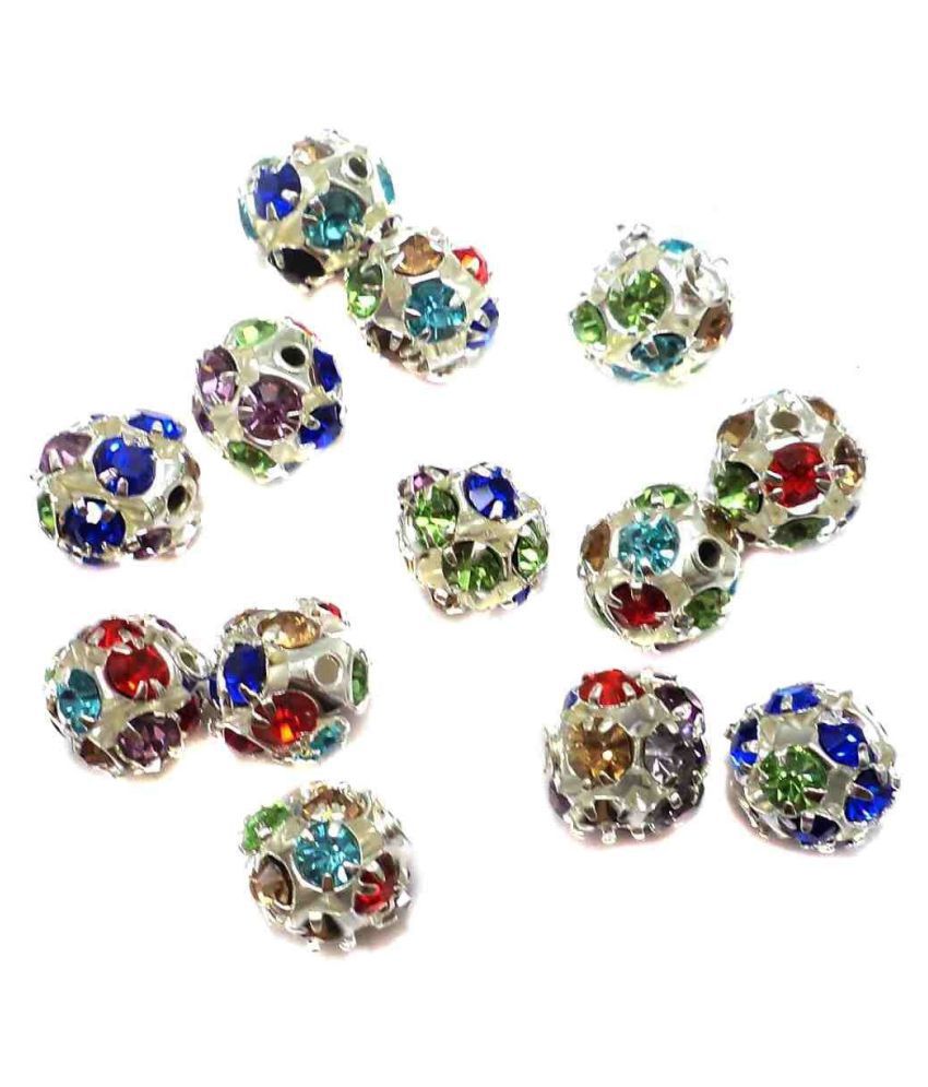 Beadsnfashion Jewellery Making Rhinestone Round Beads Multi Color, Size ...