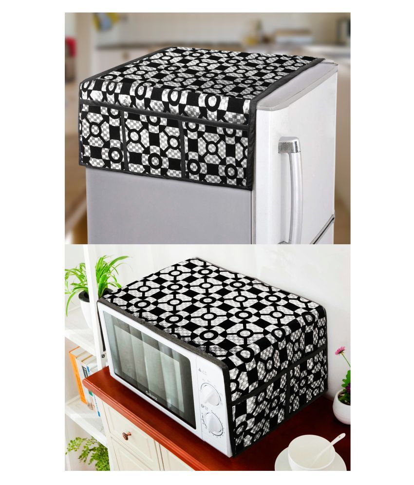     			E-Retailer Set of 2 Polyester Black Fridge Top Cover