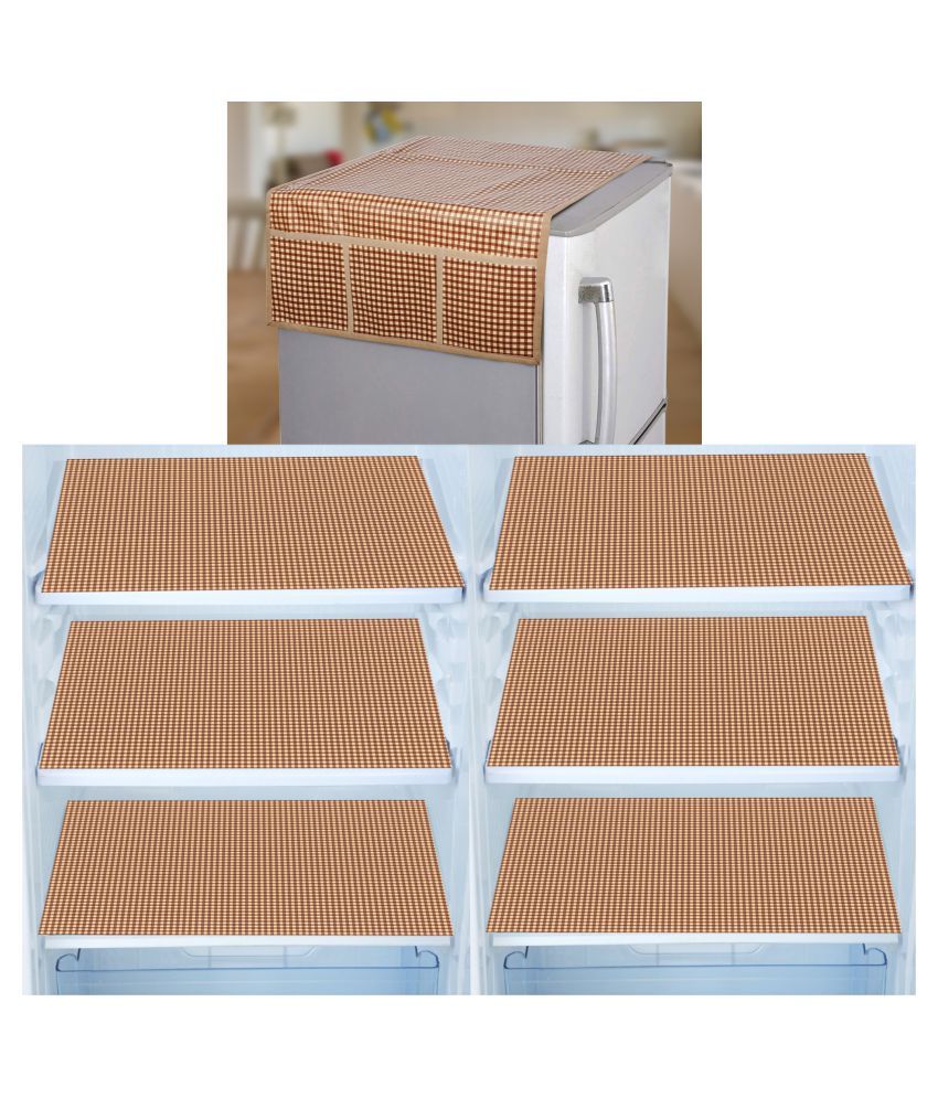     			E-Retailer Set of 7 PVC Brown Fridge Top Cover