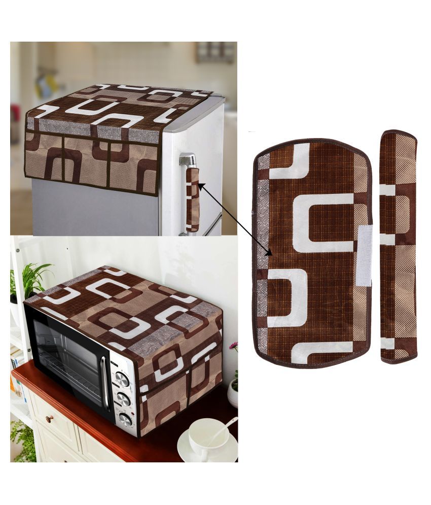     			E-Retailer Set of 4 Polyester Brown Fridge Top Cover