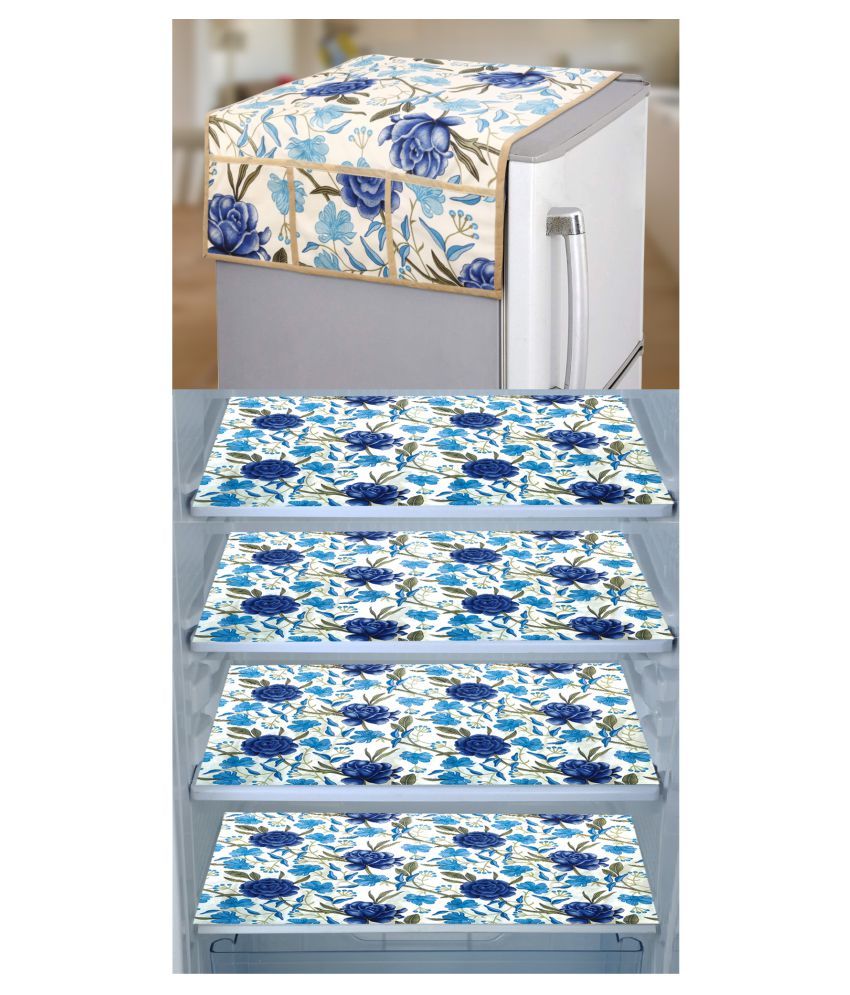     			E-Retailer Set of 5 PVC Blue Fridge Top Cover