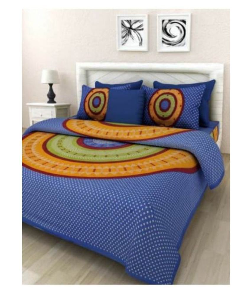     			Saroj Fabrics Cotton King Size Bed Sheet With 2 Pillow Covers ( 274 cm x 228 cm )