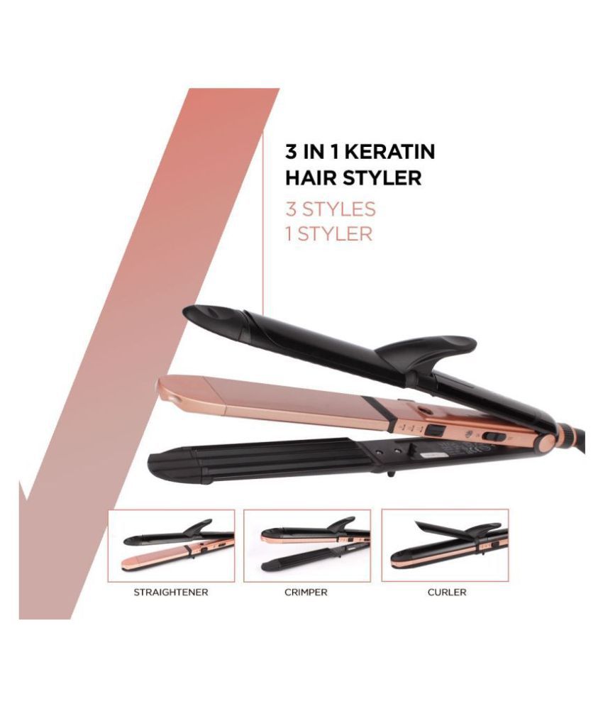 Buy VEGA Keratin 3 in 1 Hair Styler - Straightener, Curler, and Crimper  (VHSCC-03), 1N, Rose Gold Online at Best Price in India - Snapdeal