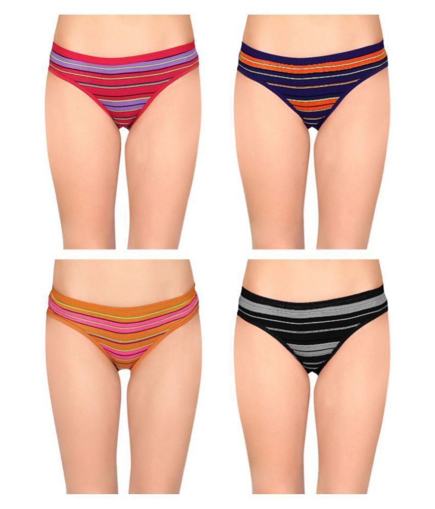     			Lux Cozi for Her - Multicolor Cotton Striped Women's Bikini ( Pack of 4 )