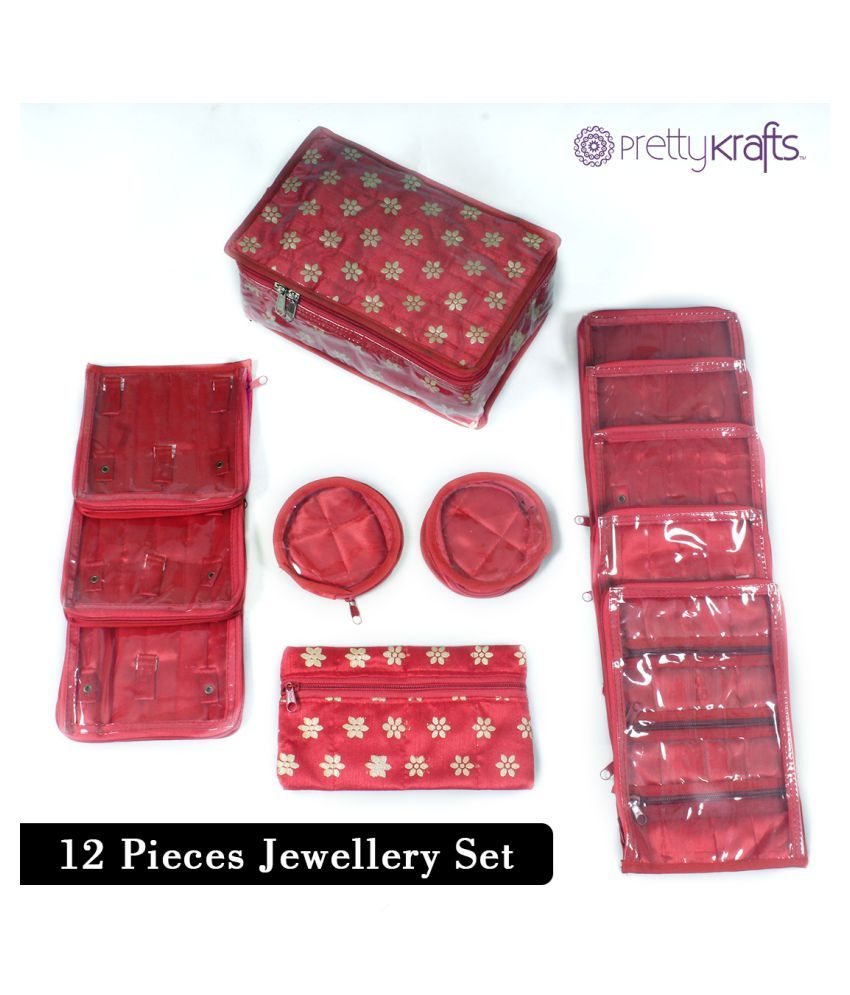 PrettyKrafts Jewellery Box, Jewellery Kit, Bank Locker Organizer with 12 Pouches, Buy