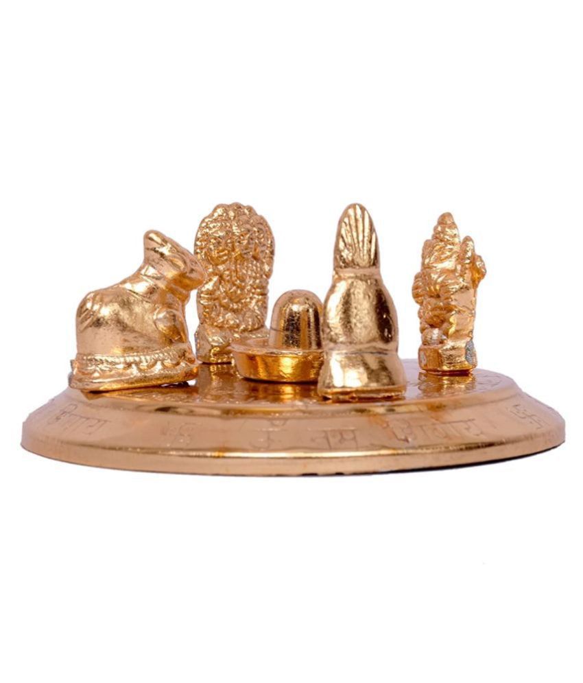     			RUDRADIVINE Bronze Gold Plated Shiv Parivar with Shivling Shri Kartik Ganesh Mata Parvati Nandi for Car Dashboard, Home, Office Gift Item - 8x10cm