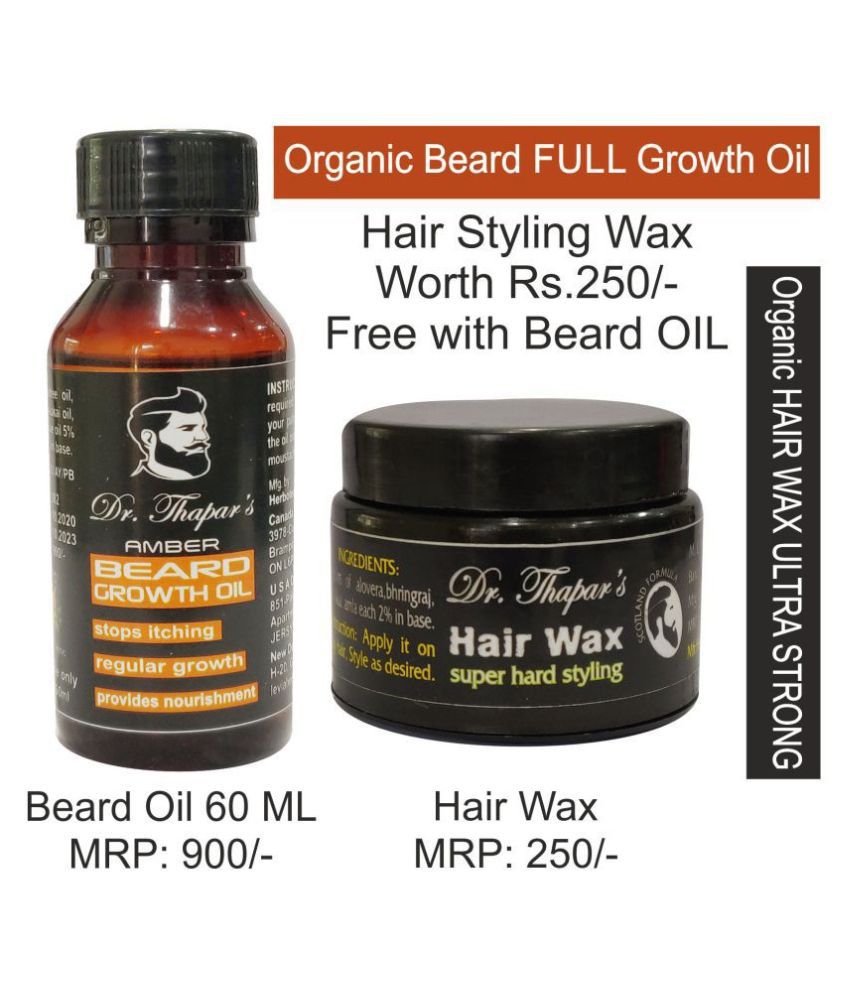 Dr. Thapar's HAIR Wax + Mooch & Beard Shine/Grow 60 mL Pack of 2 Jar Plastic Jar