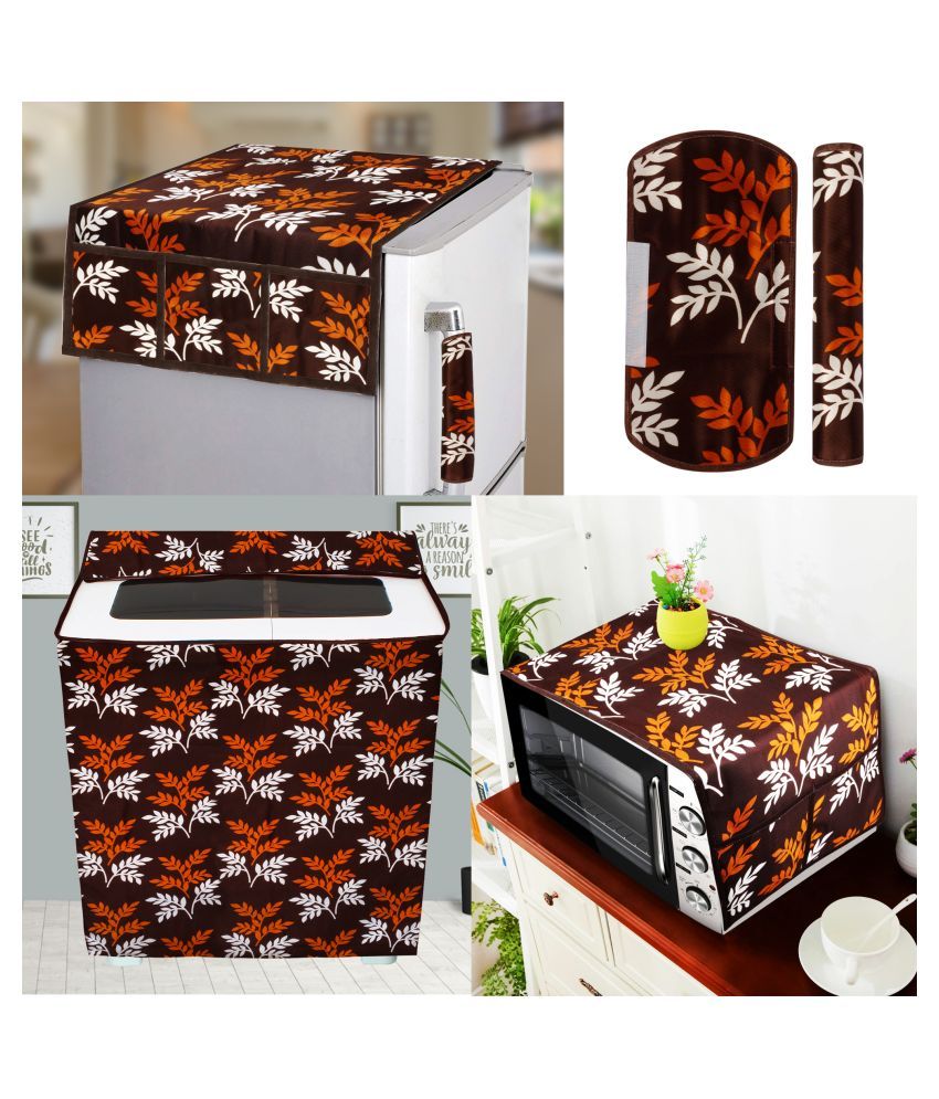     			E-Retailer Set of 5 Polyester Brown Fridge Top Cover