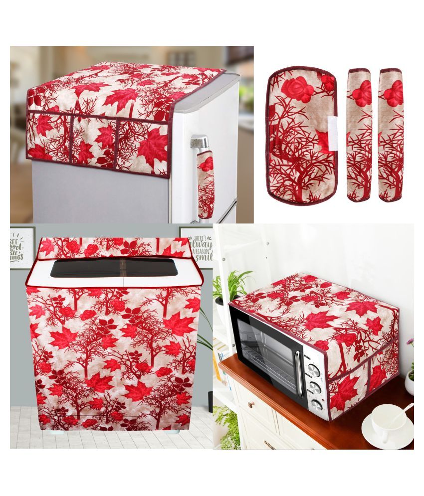     			E-Retailer Set of 6 Polyester Red Fridge Top Cover