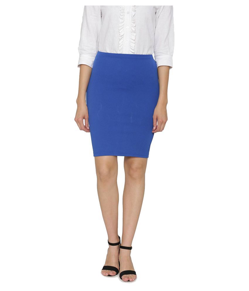     			N-Gal Poly Cotton Pencil Skirt - Blue