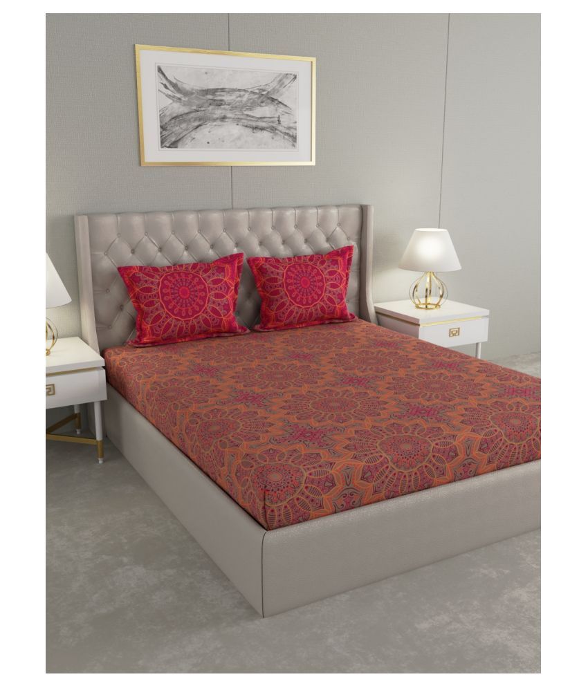 Raymond Home Cotton Double Bedsheet with 2 Pillow Covers ( 229 cm x 254