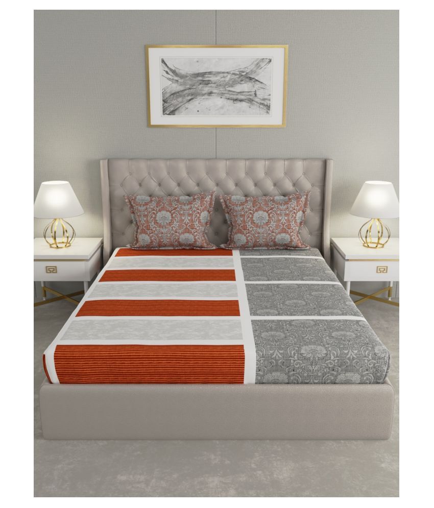 Raymond Home Cotton Double Bedsheet with 2 Pillow Covers ( 229 cm x 254