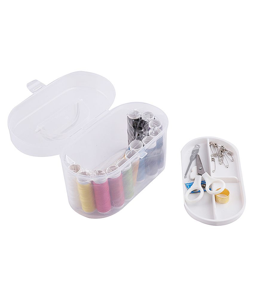 MINISO Double Layer Portable Travel Sewing Kits Box with Color Needle