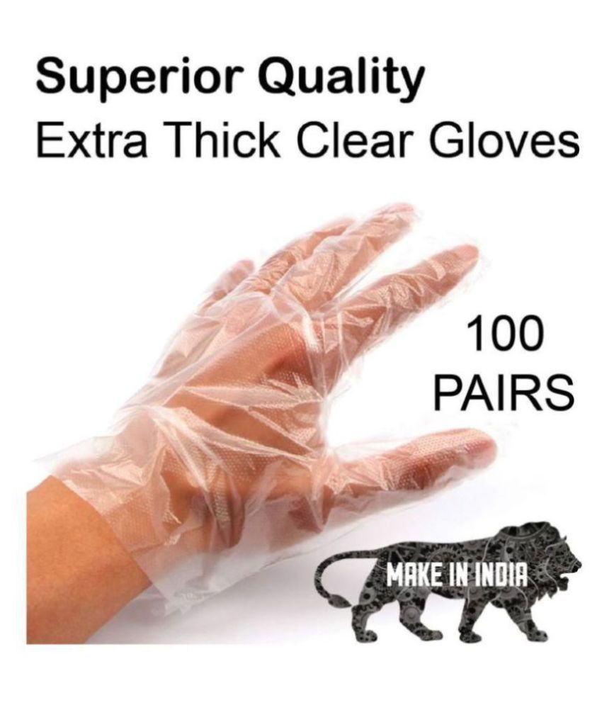     			Sleek Transparent Disposable Plastic Universal Size Cleaning Glove