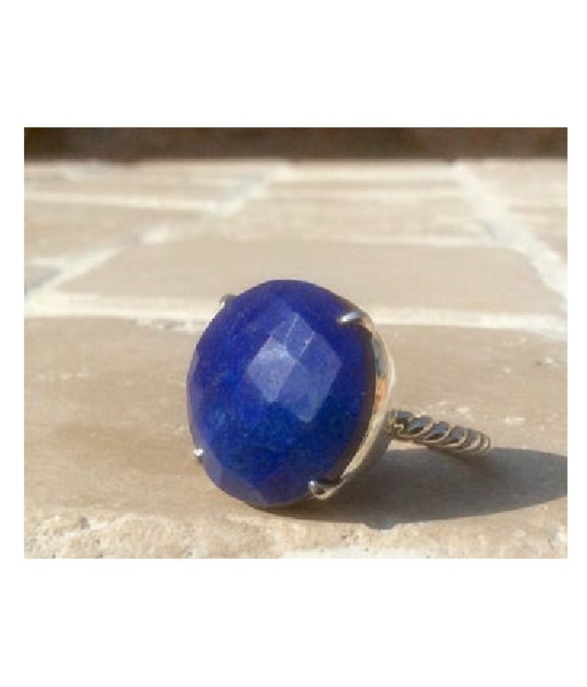 Sterling Silver 3.25 Carat Classic lapis lazuli Ring by Kundli Gems