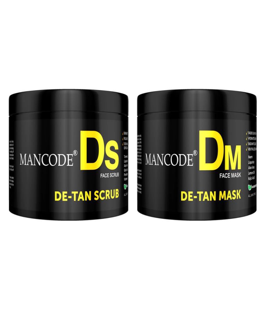 Mancode De Tan Scrub 100g and De Tan Face Mask 100 gm Pack of 2