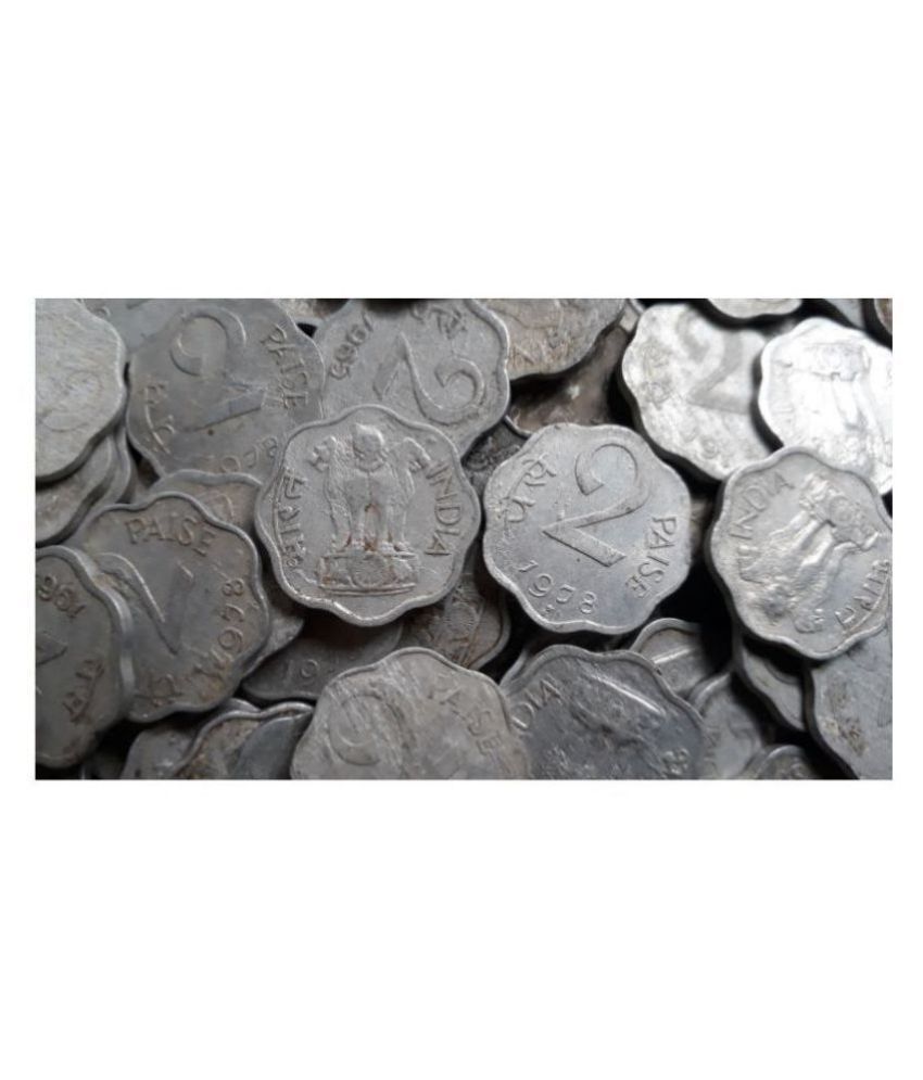     			1 KILO LOT - 2 P Aluminium Mixed Years 1965 1966 1967 1968 1970 1971 1972 1973 1974 1975 1976 1977 1978 - India - Circulated Condition -