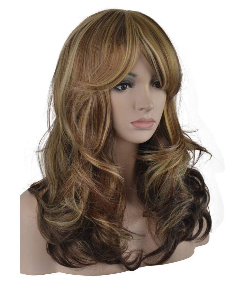 Akashkrishna Golden Blond Long Big Wave Curly Hair Wig Natural Look ...