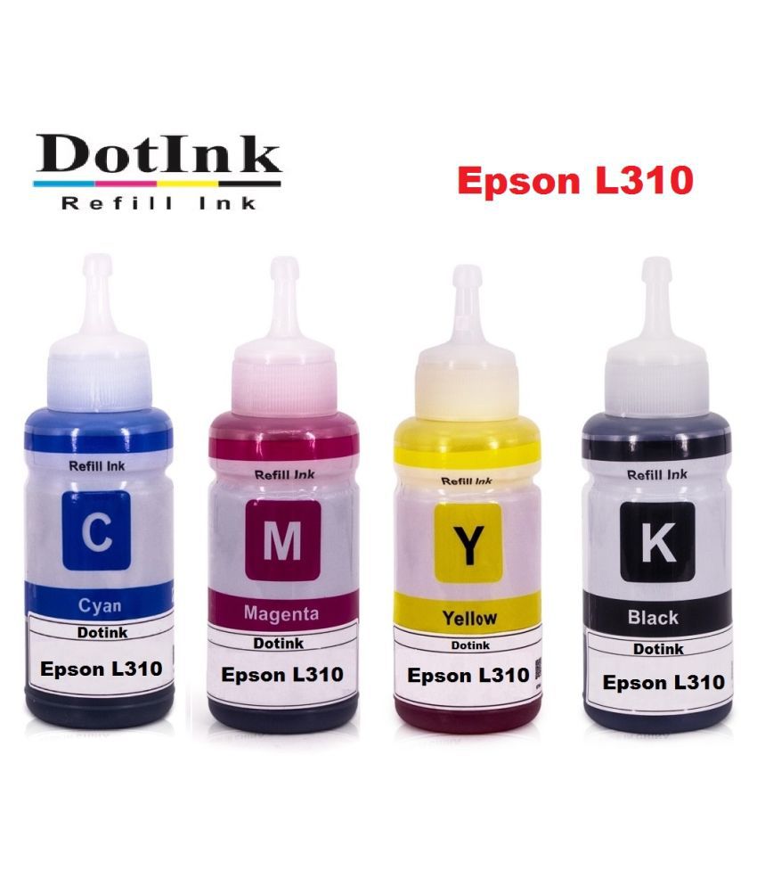 Dotink Refill Epson L310 Multicolor Pack Of 4 Ink Bottle For Compatible Epson L1300 L110 L210 1424