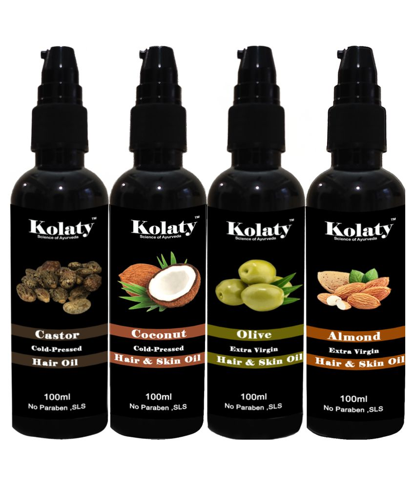 Kolaty Ayurveda Castor oil Almond Oil,Coconut Oil,Olive Oil 400 mL Pack
