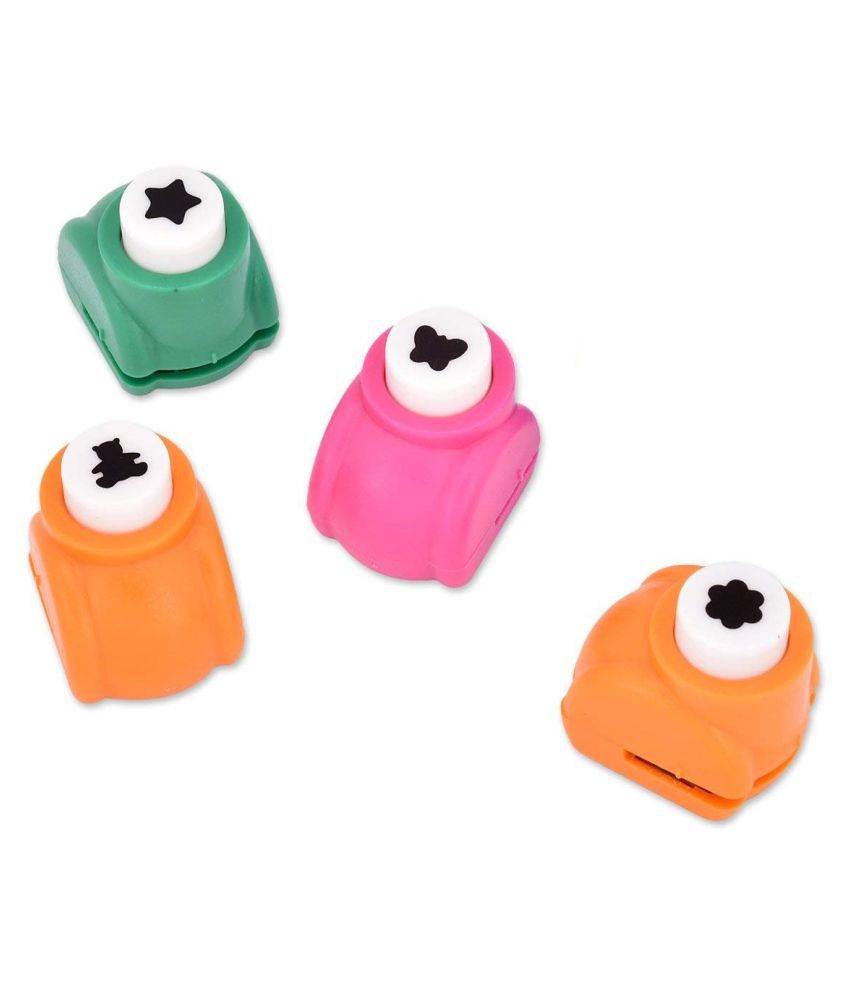     			Small Paper Hole Puncher for Scrapbook Engraving, Greeting Card Making DIY Crafts, Size 1 cm - Pack of 4 Different Designs