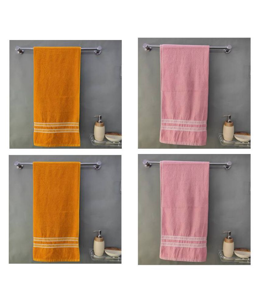     			Cotton Bolls Textiles Set of 4 Terry Bath Towel Multi