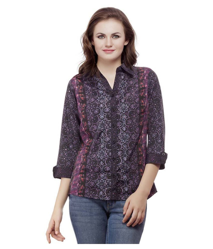 Buy MASK lifestyle Purple Poly Crepe Shirt Online at Best ...