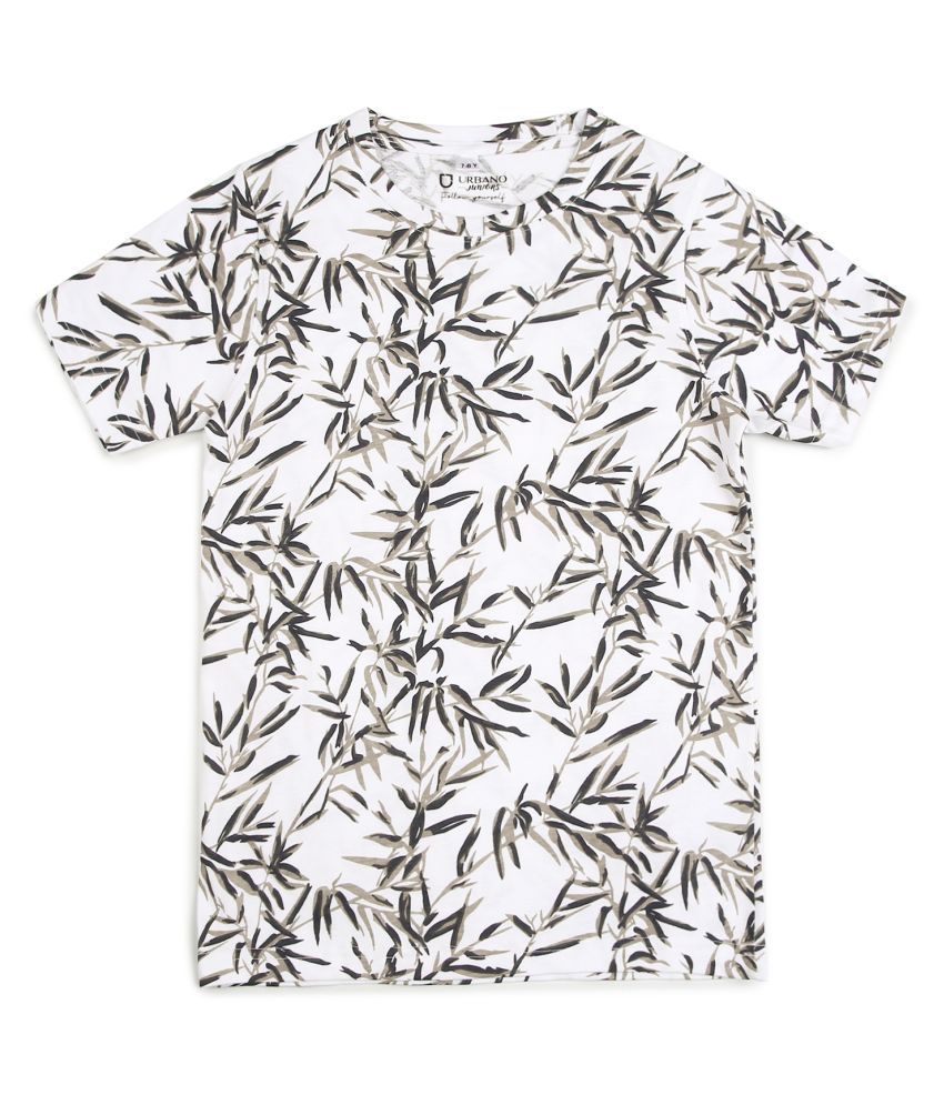     			Urbano Juniors Boy's White Printed Half Sleeve Regular Fit Cotton T-Shirt
