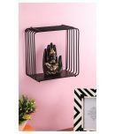 Home Sparkle Metal Iron Square Design Wall Mounted Floating Shelves Display Racks Innovative Wall Hanging Partition for Art Dcor (Black)