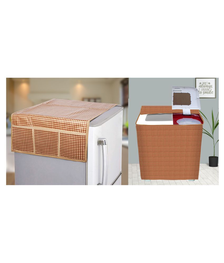     			E-Retailer Set of 2 PVC Brown Washing Machine Cover for Universal Semi-Automatic