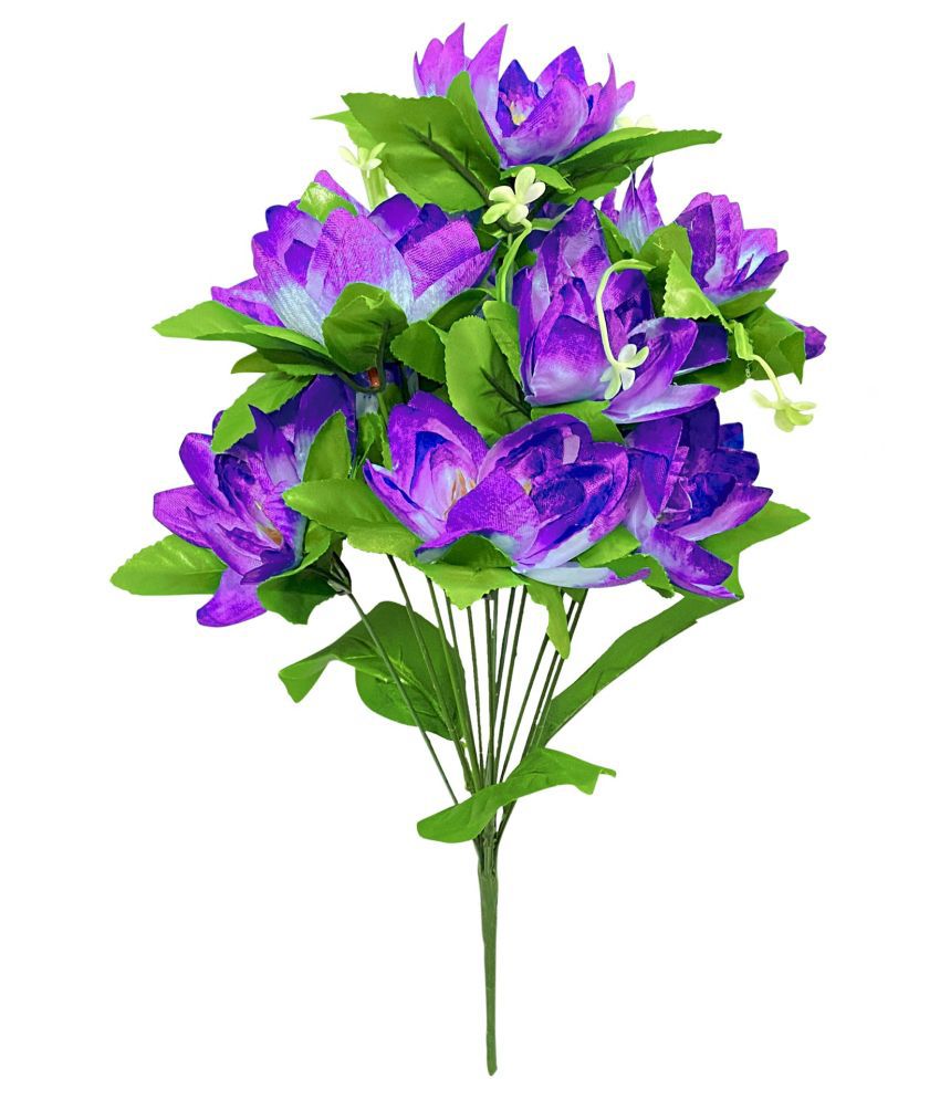 FNS Décor Natural Looking Artificial Lotus Purple Flower Bunch Lotus ...