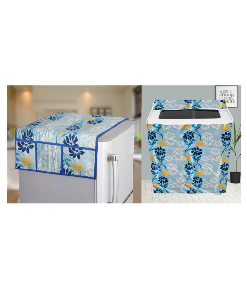     			E-Retailer Set of 2 Polyester Blue Washing Machine Cover for Universal Semi-Automatic
