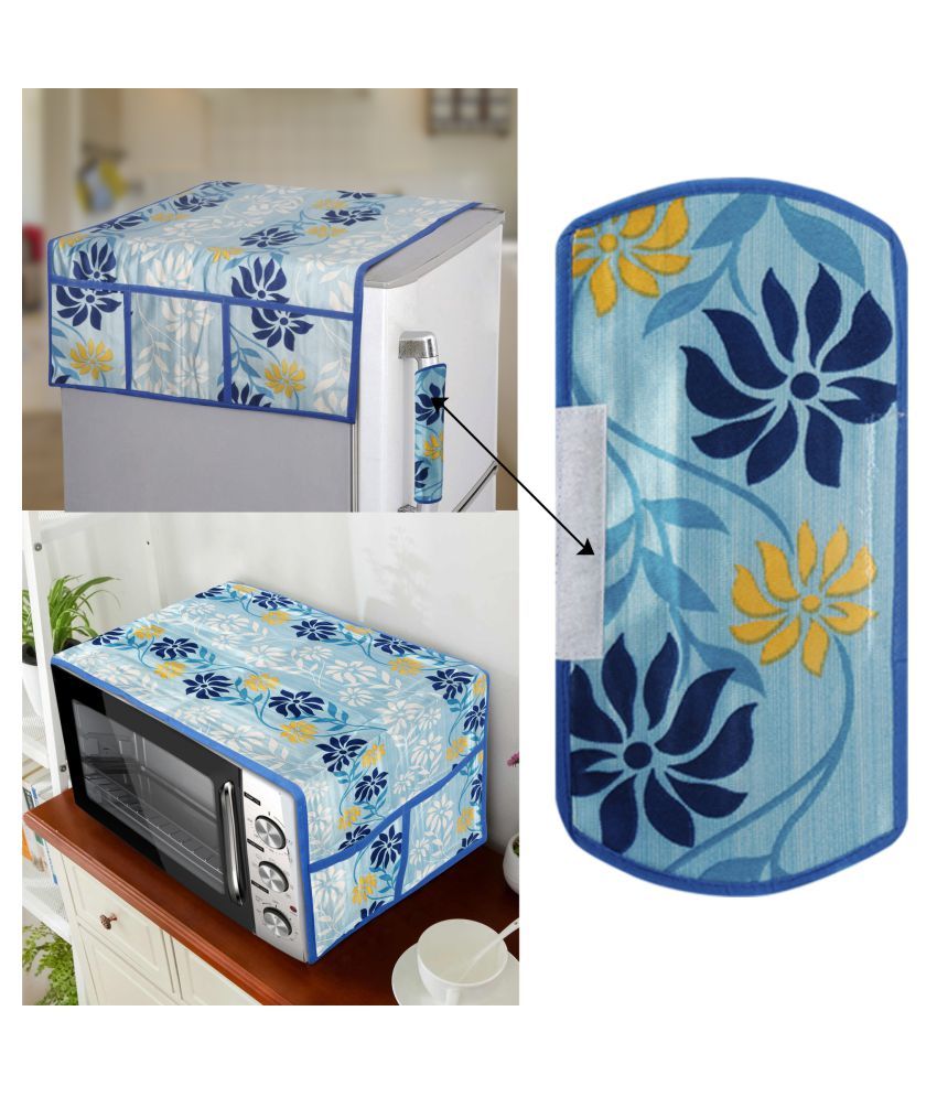     			E-Retailer Set of 3 Polyester Blue Fridge Top Cover