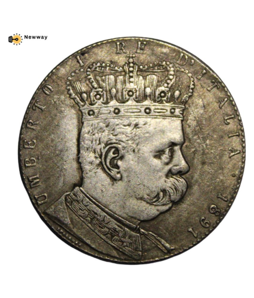     			1 Tallero / 5 Lire 1891 - Umberto I Italian Eritrea Extremely Rare Coin