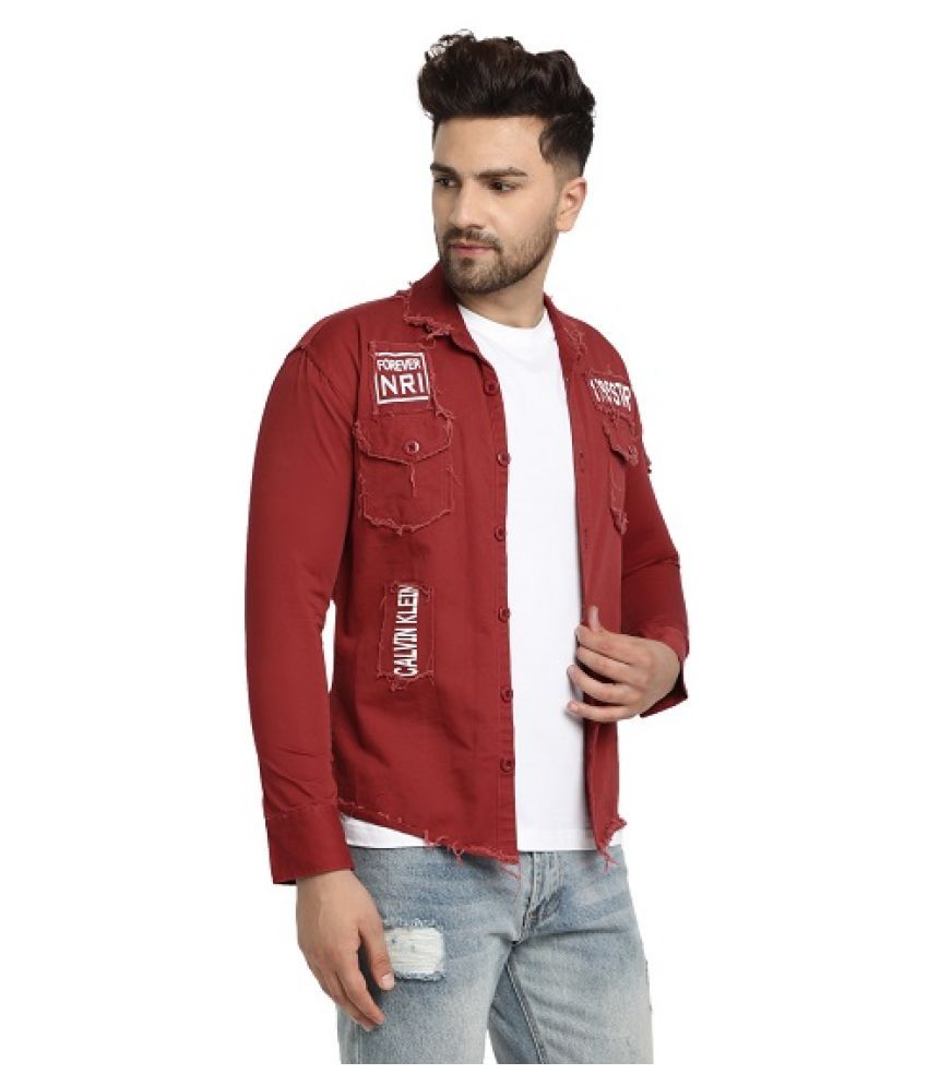 maroon jeans jacket
