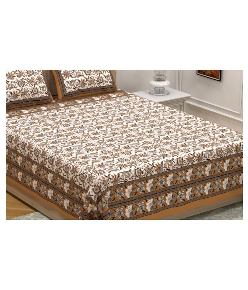 Anika Creations Cotton Double Bedsheet with 2 Pillow Covers ( 265 cm x