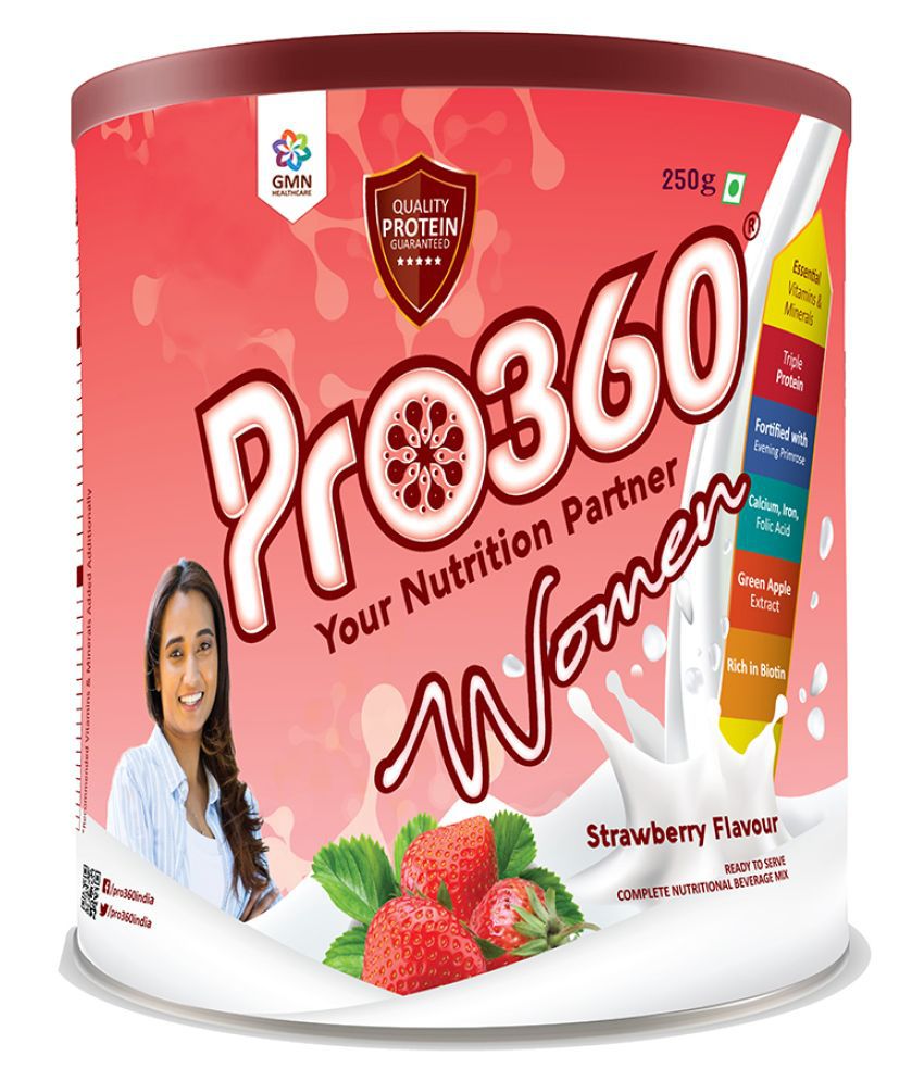 PRO360 Women Protein Health Drink Powder 250 gm Strawberry